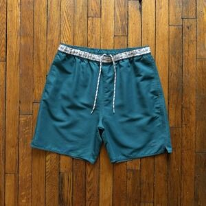 Stussy Stock Water Shorts Trunks Men Medium Teal Blue Mesh Pockets Surfing Beach